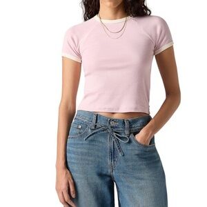 Levi's Pink Crop Crush Tee with Cream Trim